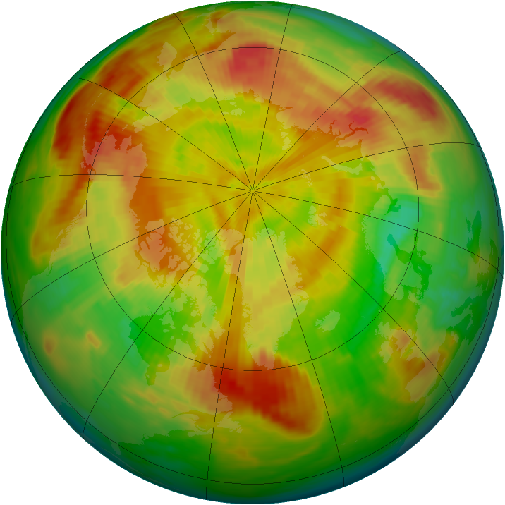 Arctic ozone map for 13 May 1985